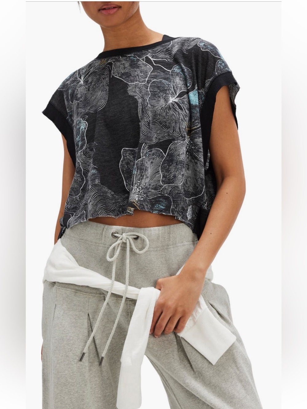 FP Movement My Time Printed Tee Open Back Exercise Size: L - Picture 1 of 8